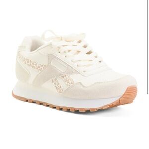 Reebok Cream and Tan Sneakers with Leopard Accents